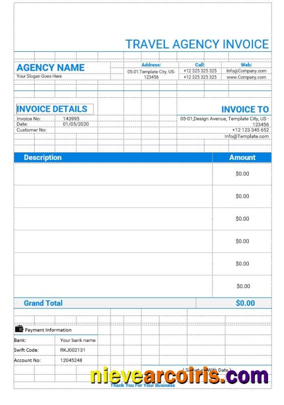 Editable Travel Agency Invoice